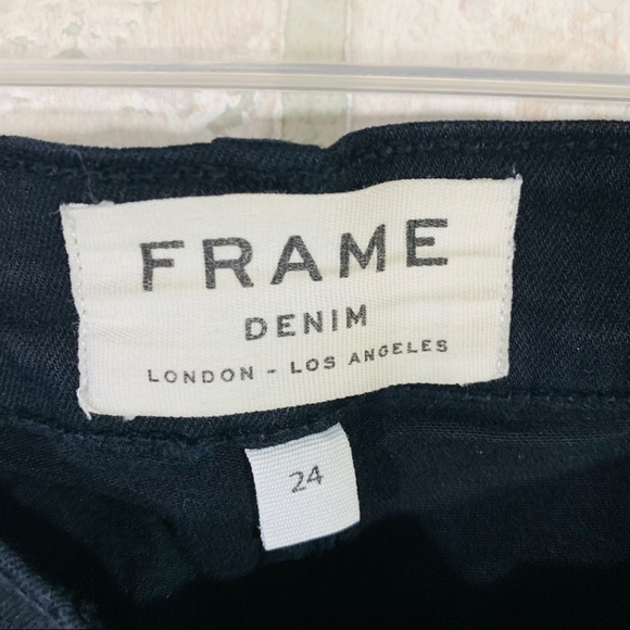 Frame Le Skinny de Jeanne Ripped Distressed Jeans in Film Noir Wash Size 24 - Picture 12 of 13